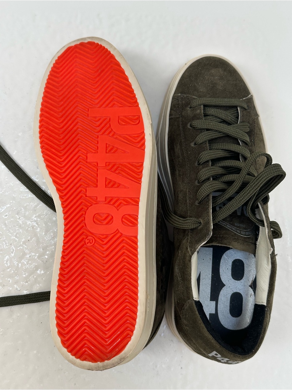 P448 Olive Suede Low-Top Sneakers - Picture 3 of 4